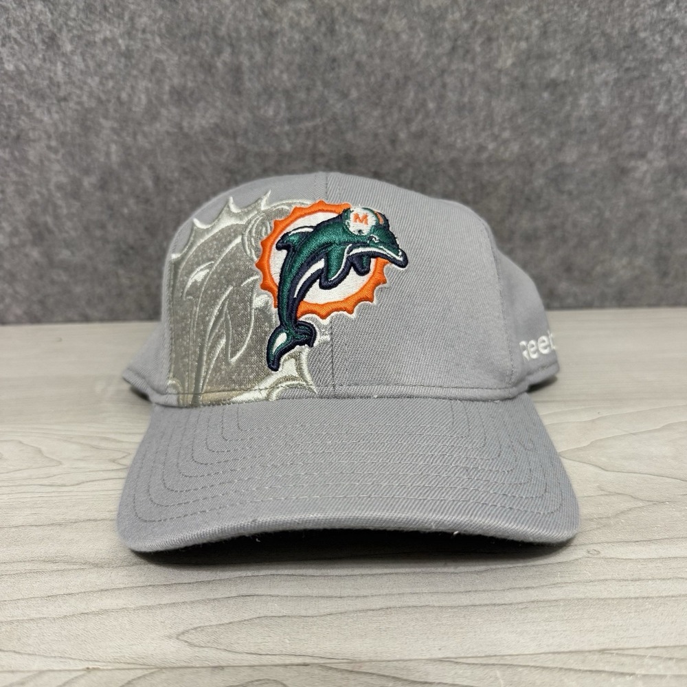 Vintage Reebok Miami Dolphins NFL Equipment On-Field Fitted Hat S/M Gray